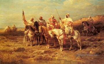 Adolf Schreyer œuvres - Cavalier arabe par un trou d’arrosage Arabe Adolf Schreyer